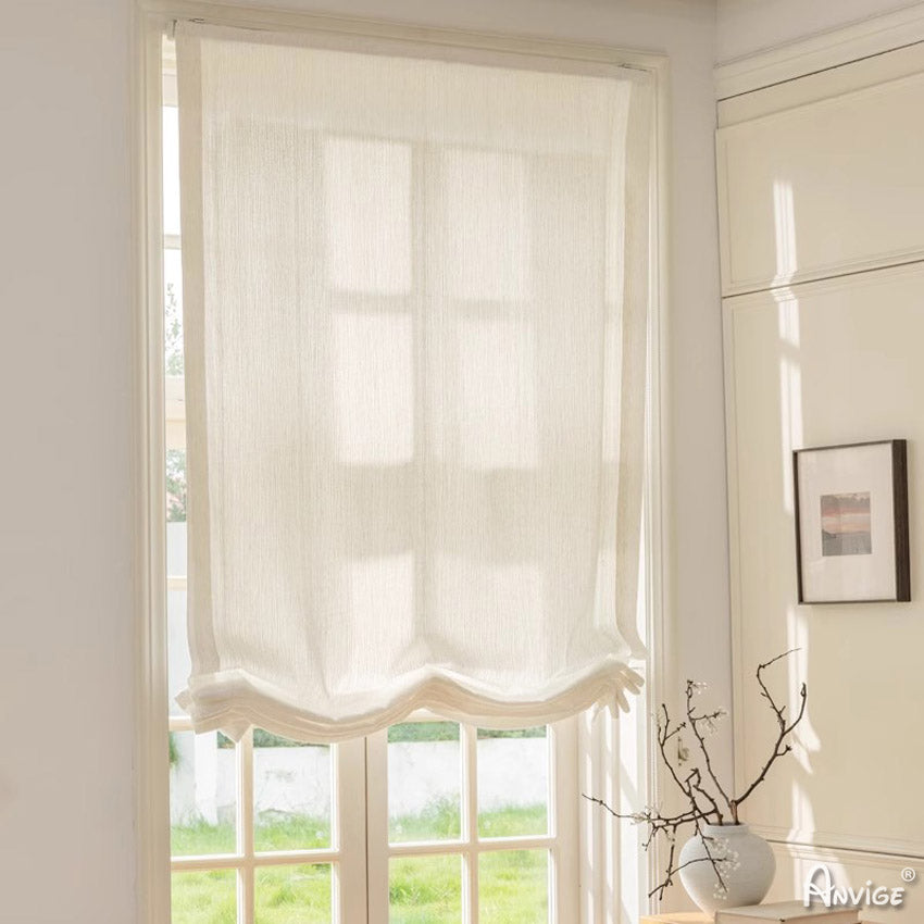 Anvige Home Textile Roman Shade Anvige Relaxed Sheer Roman Shades,Hardware For Installation Included,Window Treatment,Custom Roman Blinds,Linen Sheer Fabric