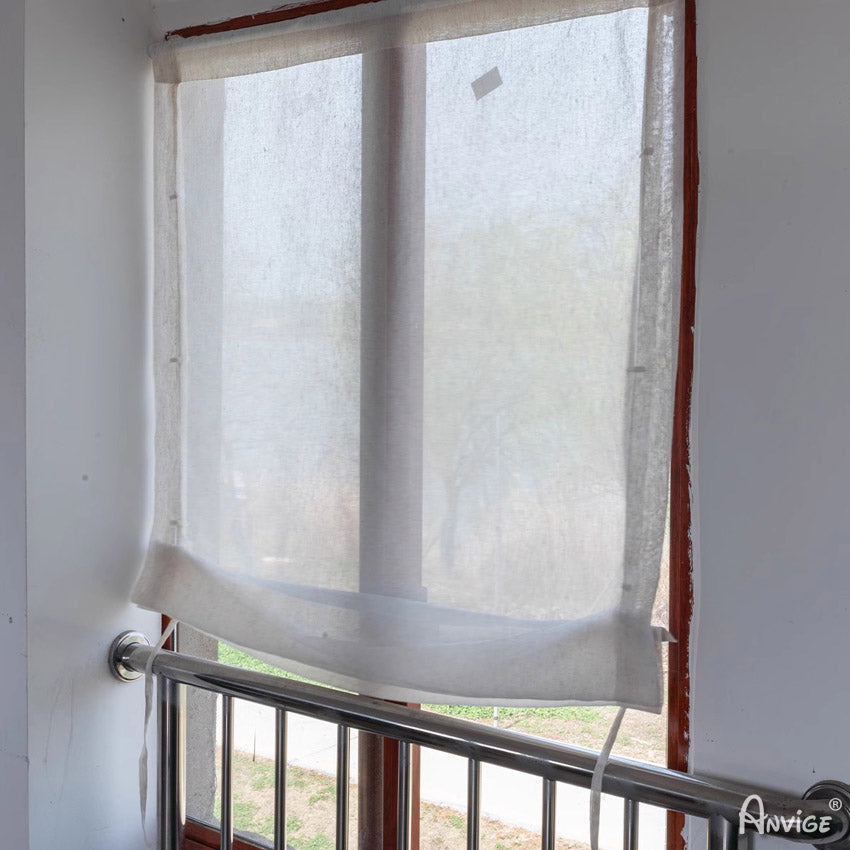 Anvige Home Textile Roman Shade Anvige Relaxed Sheer Roman Shades,Hardware For Installation Included,Window Treatment,Custom Roman Blinds,Natural Linen Fabric