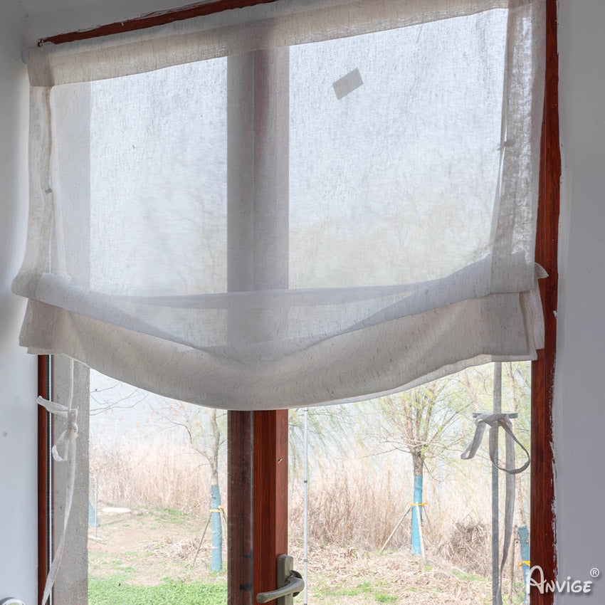 Anvige Home Textile Roman Shade Anvige Relaxed Sheer Roman Shades,Hardware For Installation Included,Window Treatment,Custom Roman Blinds,Natural Linen Fabric