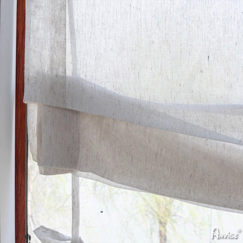 Anvige Home Textile Roman Shade Anvige Relaxed Sheer Roman Shades,Hardware For Installation Included,Window Treatment,Custom Roman Blinds,Natural Linen Fabric