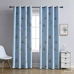 Anvige Home Textile Pastoral Curtain ANVIGE Pastoral Blue Color Bird and Tree Printed,Blackout Grommet Window Curtain Blackout Curtains For Living Room,52''Wx63''L,1 Panel