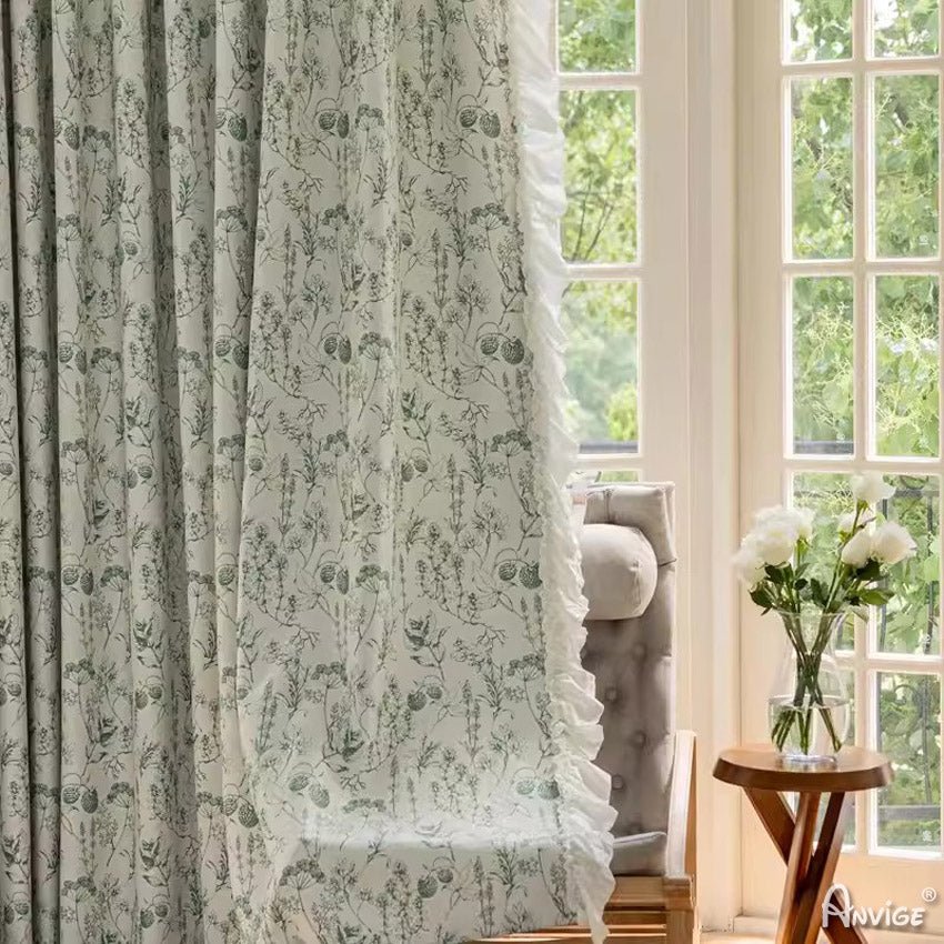 Anvige Home Textile Pastoral Curtain ANVIGE Pastoral High Quality Green Plants Printed,Grommet Window Curtain Blackout Curtains For Living Room,52''Wx63''L,1 Panel