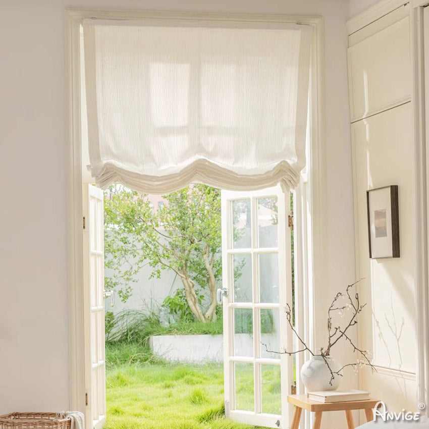 Anvige Home Textile Roman Shade Anvige Relaxed Sheer Roman Shades,Hardware For Installation Included,Window Treatment,Custom Roman Blinds,Linen Sheer Fabric