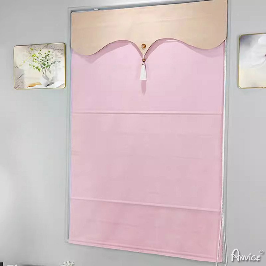 Anvige Flat Roman Shades,Hardware For Installation Included,Window Treatment,Custom Roman Blinds,Solid Pink Color
