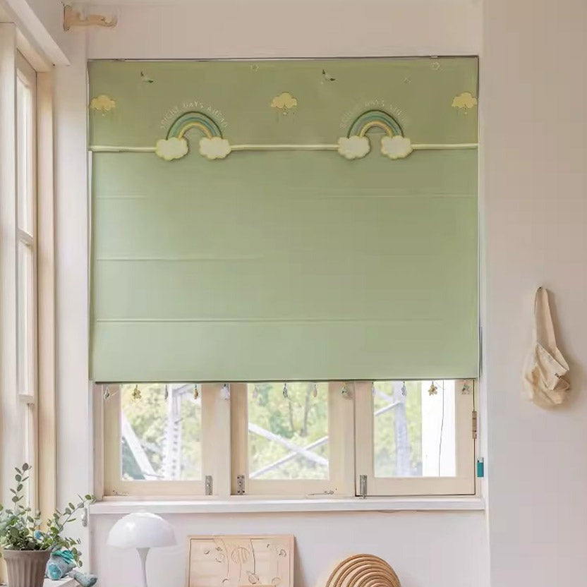 Anvige Flat Roman Shades,Hardware For Installation Included,Window Treatment,Custom Roman Blinds,Green Fabric