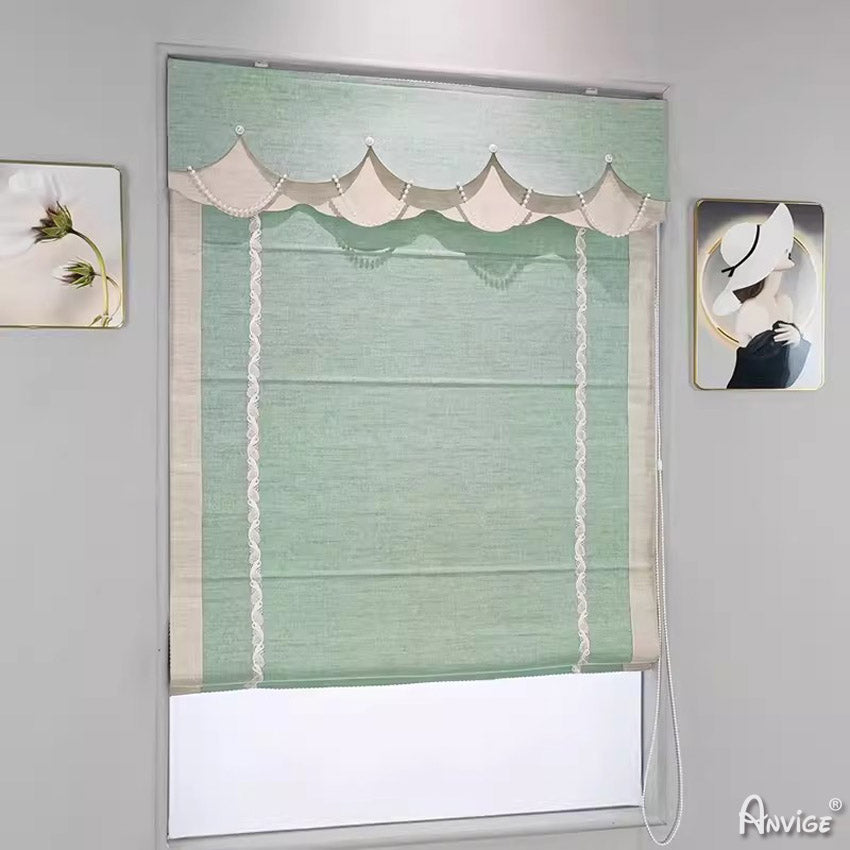 Anvige Flat Roman Shades,Hardware For Installation Included,Window Treatment,Custom Roman Blinds,Cartoon Green Color