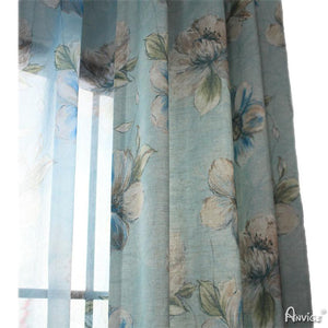 Pastoral Curtain ANVIGE American Pastoral Big Flowers Printed,Grommet Window Curtain Blackout Curtains For Living Room,52''Wx63''L,1 Panel roman shades roman blinds curtains window treatment window shade window blind customized roman shades curtain drapes curtains for living room