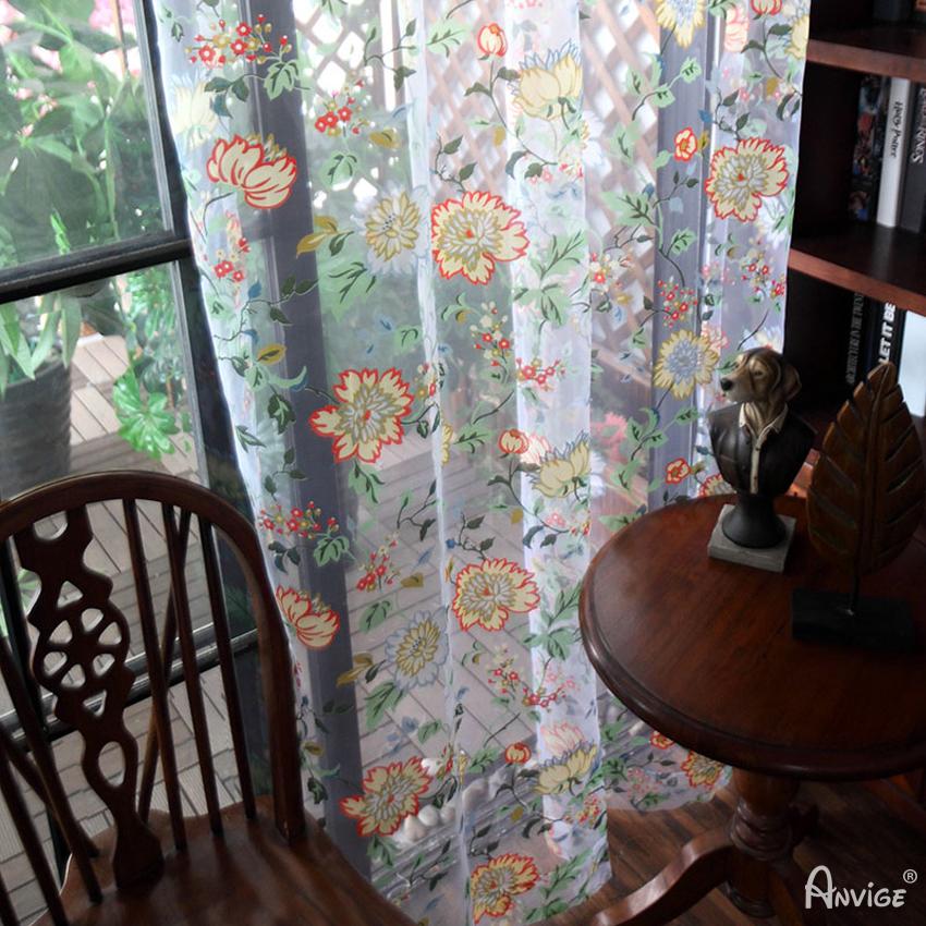 Pastoral Curtain ANVIGE American Pastoral Cotton Linen Flowers Printed ,Grommet Window Curtain Blackout Curtains For Living Room,52''Wx63''L,1 Panel roman shades roman blinds curtains window treatment window shade window blind customized roman shades curtain drapes curtains for living room