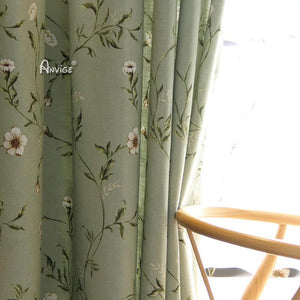 Pastoral Curtain ANVIGE American Pastoral Cotton Linen Green Plants Printed,Grommet Window Curtain Blackout Curtains For Living Room,52''Wx63''L,1 Panel roman shades roman blinds curtains window treatment window shade window blind customized roman shades curtain drapes curtains for living room