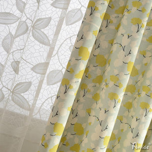 Pastoral Curtain ANVIGE American Pastoral Cotton Linen Yellow Leave Printed,Grommet Window Curtain Blackout Curtains For Living Room,52''Wx63''L,1 Panel roman shades roman blinds curtains window treatment window shade window blind customized roman shades curtain drapes curtains for living room