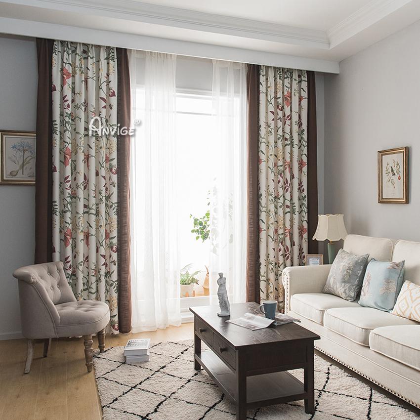 Pastoral Curtain ANVIGE American Pastoral Flowers Printed,Grommet Window Curtain Blackout Curtains For Living Room,52''Wx63''L,1 Panel roman shades roman blinds curtains window treatment window shade window blind customized roman shades curtain drapes curtains for living room