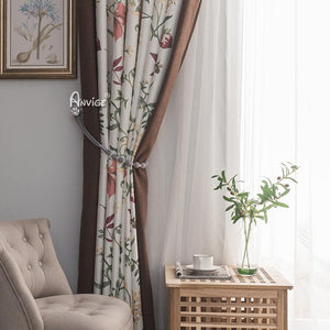 Pastoral Curtain ANVIGE American Pastoral Flowers Printed,Grommet Window Curtain Blackout Curtains For Living Room,52''Wx63''L,1 Panel roman shades roman blinds curtains window treatment window shade window blind customized roman shades curtain drapes curtains for living room