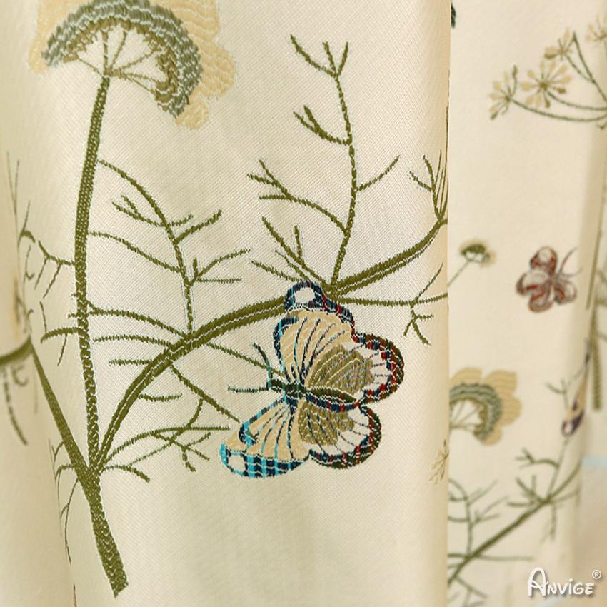 Pastoral Curtain ANVIGE American Pastoral High-precision Butterfly Embroidered,Grommet Window Curtain Blackout Curtains For Living Room,52''Wx63''L,1 Panel roman shades roman blinds curtains window treatment window shade window blind customized roman shades curtain drapes curtains for living room