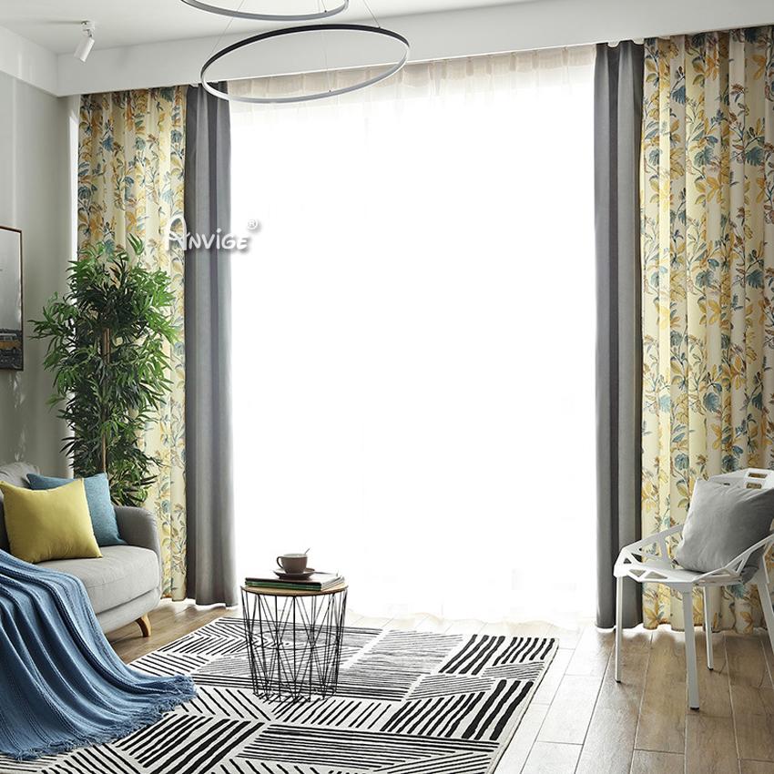 Pastoral Curtain ANVIGE American Pastoral Leaves Printed,Grommet Window Curtain Blackout Curtains For Living Room,52''Wx63''L,1 Panel roman shades roman blinds curtains window treatment window shade window blind customized roman shades curtain drapes curtains for living room