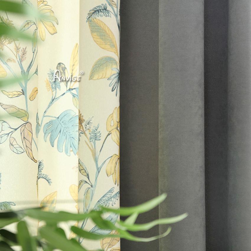 Pastoral Curtain ANVIGE American Pastoral Leaves Printed,Grommet Window Curtain Blackout Curtains For Living Room,52''Wx63''L,1 Panel roman shades roman blinds curtains window treatment window shade window blind customized roman shades curtain drapes curtains for living room