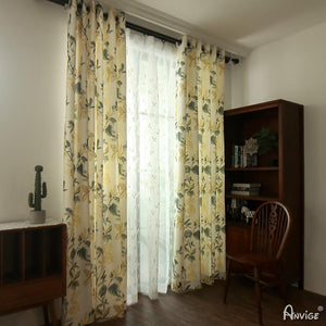 Pastoral Curtain ANVIGE American Pastoral Natural Flowers Printed,Grommet Window Curtain Blackout Curtains For Living Room,52''Wx63''L,1 Panel roman shades roman blinds curtains window treatment window shade window blind customized roman shades curtain drapes curtains for living room