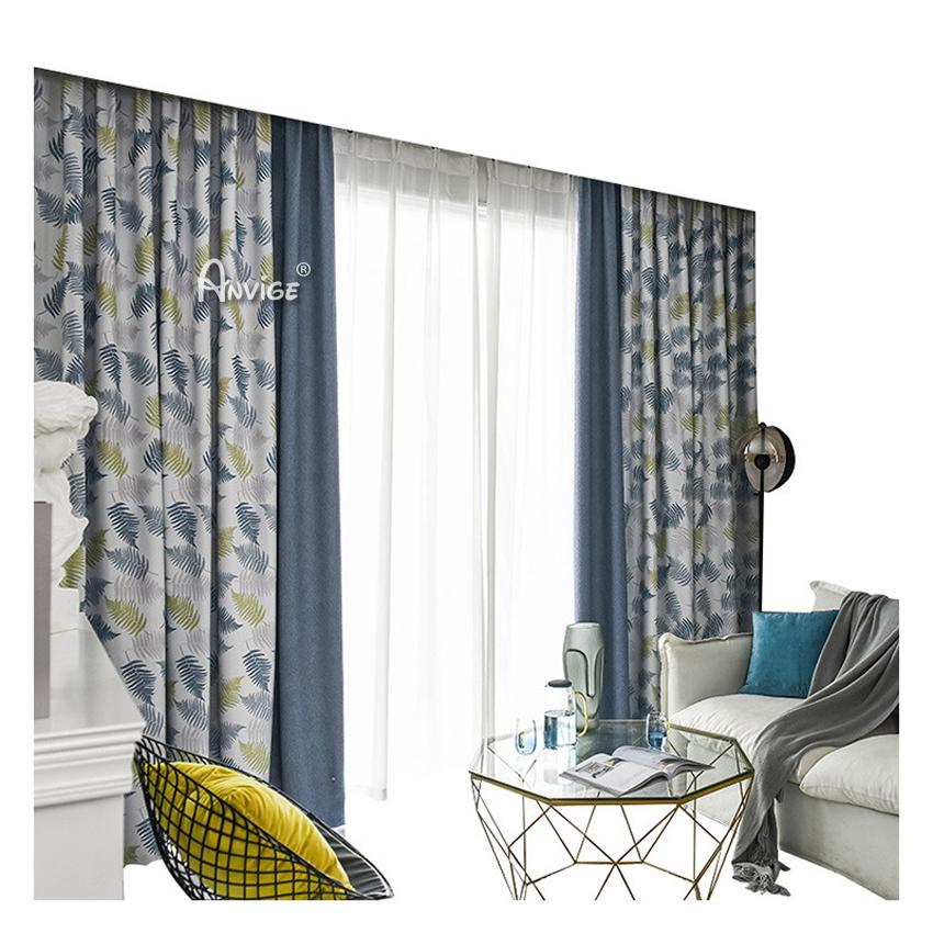 Pastoral Curtain ANVIGE American Pastoral Natural Small Leaves Printed,Grommet Window Curtain Blackout Curtains For Living Room,52''Wx63''L,1 Panel roman shades roman blinds curtains window treatment window shade window blind customized roman shades curtain drapes curtains for living room