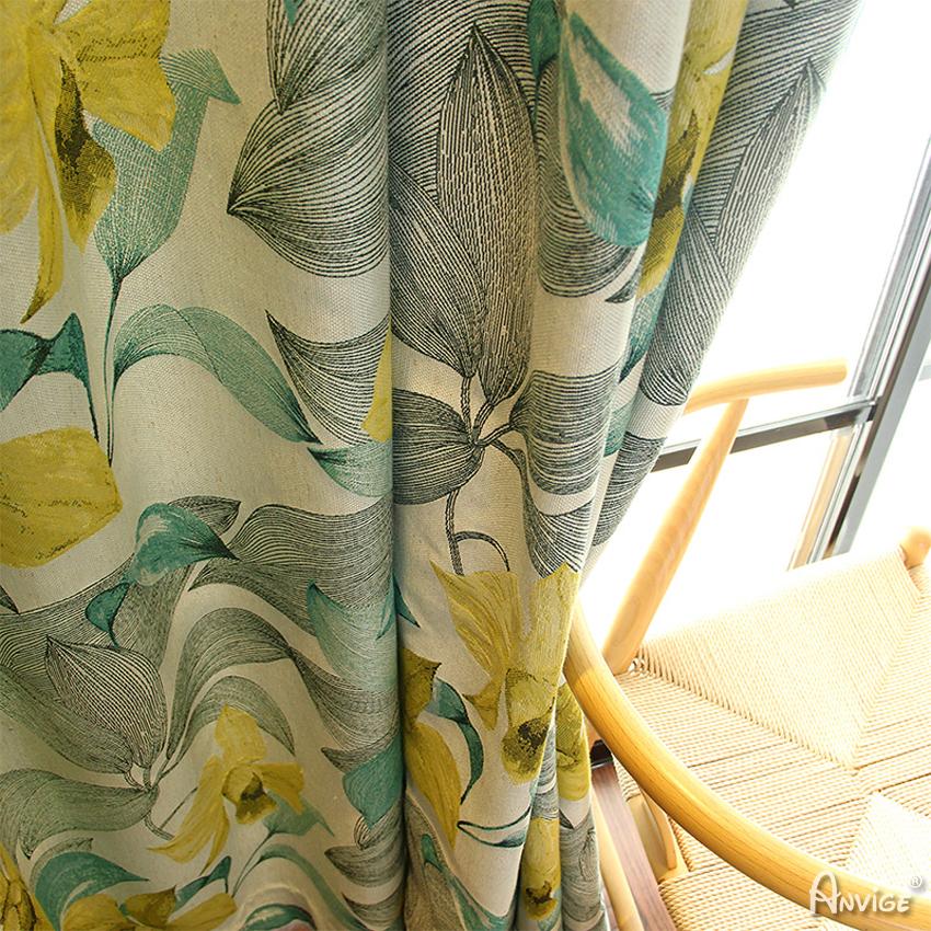 Pastoral Curtain ANVIGE American Pastoral Yellow Flower Printed ,Grommet Window Curtain Blackout Curtains For Living Room,52''Wx63''L,1 Panel roman shades roman blinds curtains window treatment window shade window blind customized roman shades curtain drapes curtains for living room