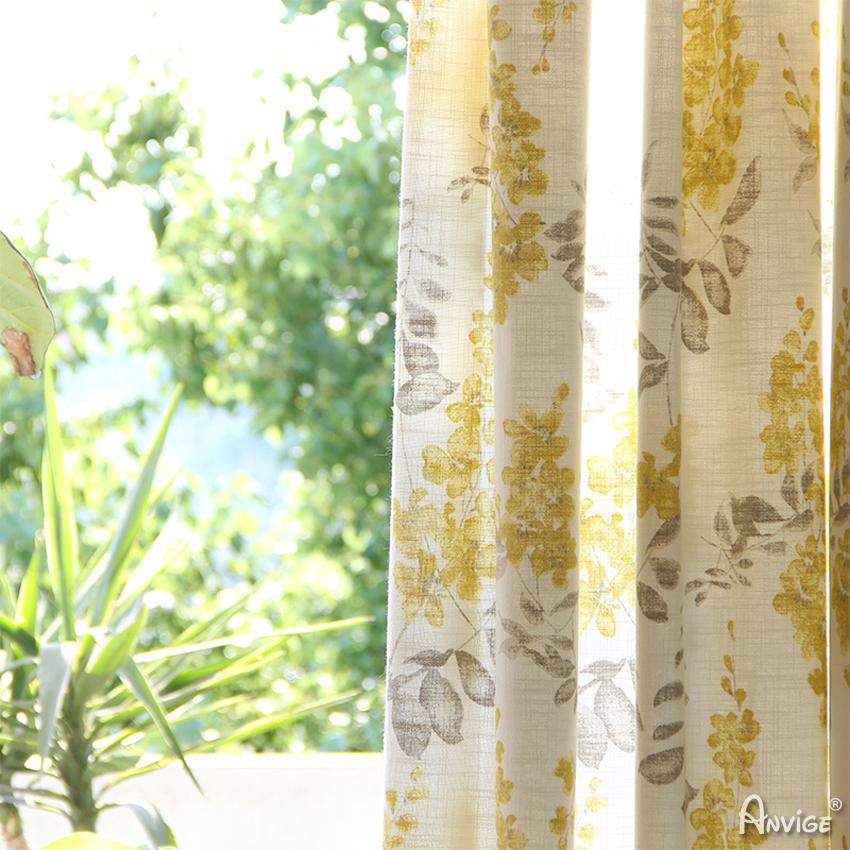 Pastoral Curtain ANVIGE American Pastoral Yellow Flowers Printed ,Grommet Window Curtain Blackout Curtains For Living Room,52''Wx63''L,1 Panel roman shades roman blinds curtains window treatment window shade window blind customized roman shades curtain drapes curtains for living room