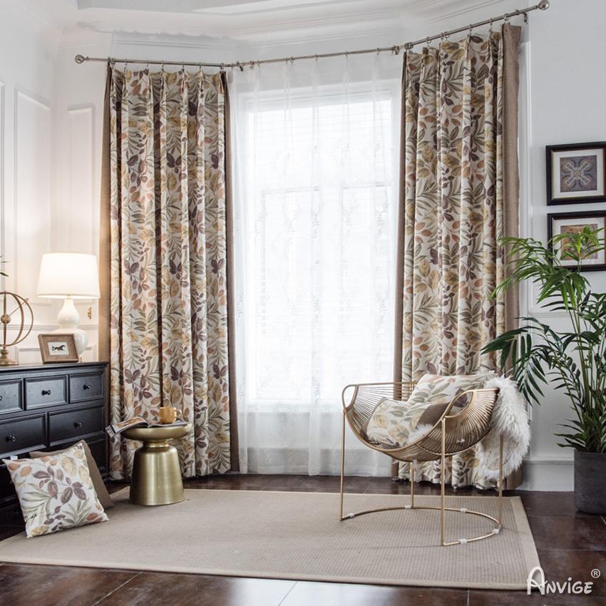 Pastoral Curtain ANVIGE Autumn Fallen Leaves Printing,Grommet Window Curtain Blackout Curtains For Living Room,52''Wx63''L,1 Panel roman shades roman blinds curtains window treatment window shade window blind customized roman shades curtain drapes curtains for living room