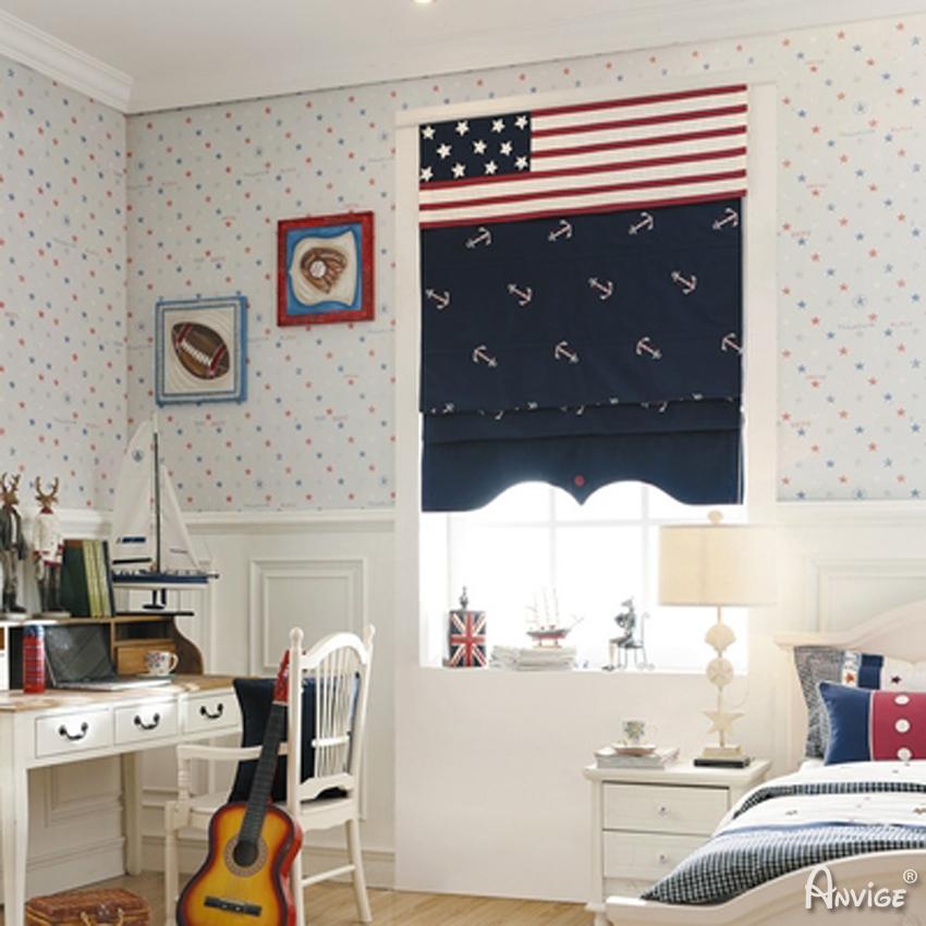 Roman Shade ANVIGE Cartoon American Flag Printed Customized Fan Roman Shades ,Easy Install Washable Curtains ,Customized Window Curtain Drape, 24"W X 64"H roman shades roman blinds curtains window treatment window shade window blind customized roman shades curtain drapes curtains for living room