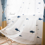 Cartoon Curtain ANVIGE Cartoon Blue Whale Embroidered Curtains,Grommet Window Curtain Blackout Curtains For Living Room,52''Wx63''L,1 Panel roman shades roman blinds curtains window treatment window shade window blind customized roman shades curtain drapes curtains for living room