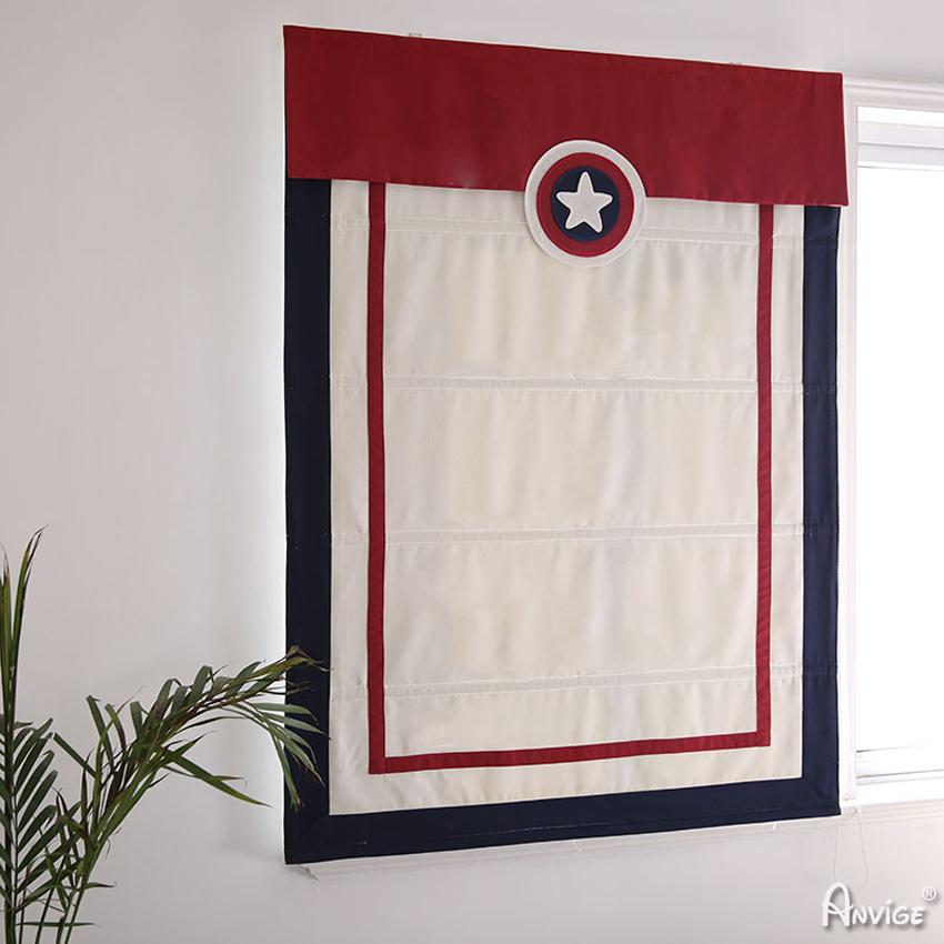 Roman Shade ANVIGE Cartoon Captain America Children Room Printed Customized Fan Roman Shades ,Easy Install Washable Curtains ,Customized Window Curtain Drape, 24"W X 64"H roman shades roman blinds curtains window treatment window shade window blind customized roman shades curtain drapes curtains for living room