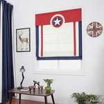 Roman Shade ANVIGE Cartoon Captain America Printed Customized Fan Roman Shades ,Easy Install Washable Curtains ,Customized Window Curtain Drape, 24"W X 64"H roman shades roman blinds curtains window treatment window shade window blind customized roman shades curtain drapes curtains for living room