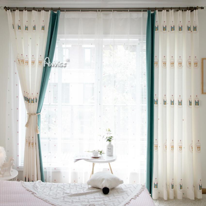 Cartoon Curtain ANVIGE Cartoon Castle Embroidered Curtains,Grommet Window Curtain Blackout Curtains For Living Room,52''Wx63''L,1 Panel roman shades roman blinds curtains window treatment window shade window blind customized roman shades curtain drapes curtains for living room