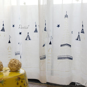 Cartoon Curtain ANVIGE Cartoon Children Embroidered Castle Blue Curtains,Grommet Window Curtain Blackout Curtains For Living Room,52''Wx63''L,1 Panel roman shades roman blinds curtains window treatment window shade window blind customized roman shades curtain drapes curtains for living room