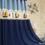 Luxury Curtain ANVIGE Cartoon Children Room Boat Embroidered Curtains Fashion Valance,Blackout and Sheer Window Curtain With Grommet Top,52''Wx84''L,1 Panel roman shades roman blinds curtains window treatment window shade window blind customized roman shades curtain drapes curtains for living room