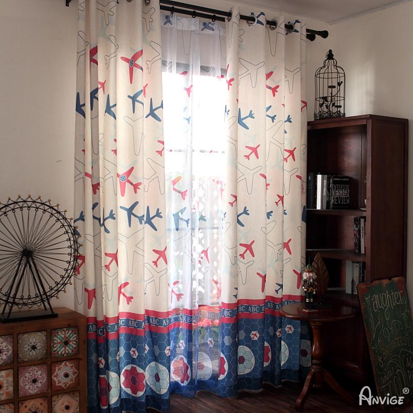 Cartoon Curtain ANVIGE Cartoon Children Small Plane Printed,Grommet Window Curtain Blackout Curtains For Living Room,52''Wx63''L,1 Panel roman shades roman blinds curtains window treatment window shade window blind customized roman shades curtain drapes curtains for living room