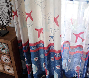 Cartoon Curtain ANVIGE Cartoon Children Small Plane Printed,Grommet Window Curtain Blackout Curtains For Living Room,52''Wx63''L,1 Panel roman shades roman blinds curtains window treatment window shade window blind customized roman shades curtain drapes curtains for living room