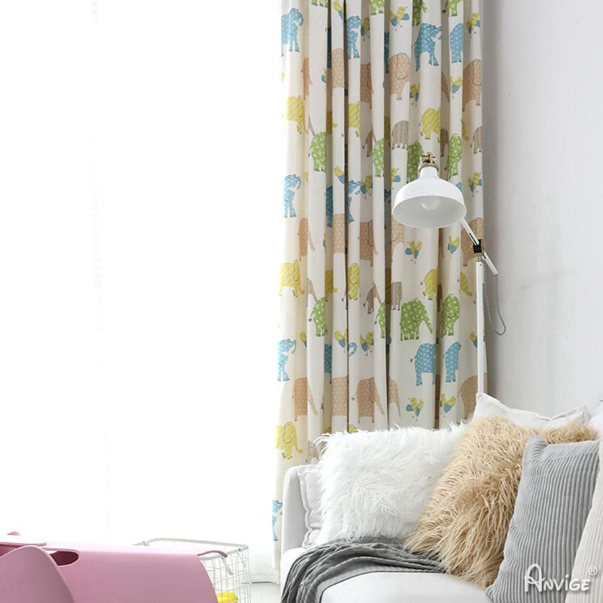 Cartoon Curtain ANVIGE Cartoon Cotton Linen Animals Printed,Grommet Window Curtain Blackout Curtains For Living Room,52''Wx63''L,1 Panel roman shades roman blinds curtains window treatment window shade window blind customized roman shades curtain drapes curtains for living room