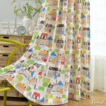 Cartoon Curtain ANVIGE Cartoon Cotton Linen City Street Printed,Grommet Window Curtain Blackout Curtains For Living Room,52''Wx63''L,1 Panel roman shades roman blinds curtains window treatment window shade window blind customized roman shades curtain drapes curtains for living room