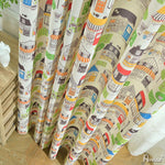 Cartoon Curtain ANVIGE Cartoon Cotton Linen City Street Printed,Grommet Window Curtain Blackout Curtains For Living Room,52''Wx63''L,1 Panel roman shades roman blinds curtains window treatment window shade window blind customized roman shades curtain drapes curtains for living room