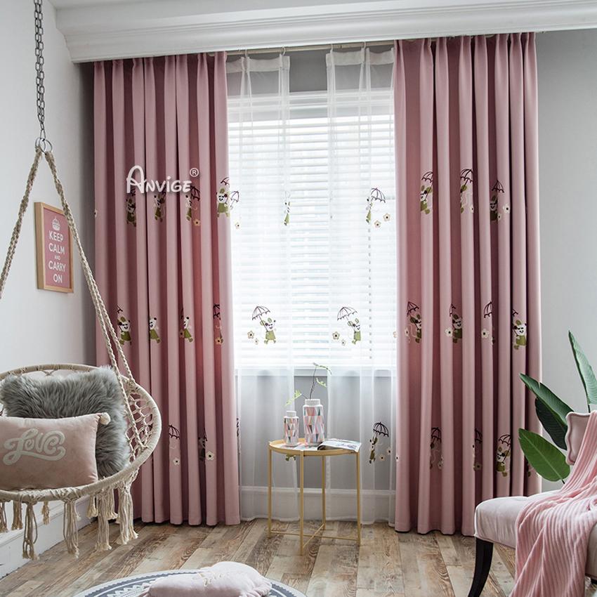 Cartoon Curtain ANVIGE Cartoon Pink  Little Mouse Embroidered,Grommet Window Curtain Blackout Curtains For Living Room,52''Wx63''L,1 Panel roman shades roman blinds curtains window treatment window shade window blind customized roman shades curtain drapes curtains for living room