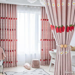 Cartoon Curtain ANVIGE Cartoon Pink Strawberries Embroidered,Grommet Window Curtain Blackout Curtains For Living Room,52''Wx63''L,1 Panel roman shades roman blinds curtains window treatment window shade window blind customized roman shades curtain drapes curtains for living room