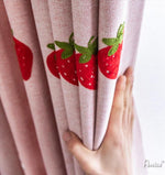 Cartoon Curtain ANVIGE Cartoon Pink Strawberries Embroidered,Grommet Window Curtain Blackout Curtains For Living Room,52''Wx63''L,1 Panel roman shades roman blinds curtains window treatment window shade window blind customized roman shades curtain drapes curtains for living room