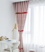 Cartoon Curtain ANVIGE Cartoon Pink Strawberries Embroidered,Grommet Window Curtain Blackout Curtains For Living Room,52''Wx63''L,1 Panel roman shades roman blinds curtains window treatment window shade window blind customized roman shades curtain drapes curtains for living room