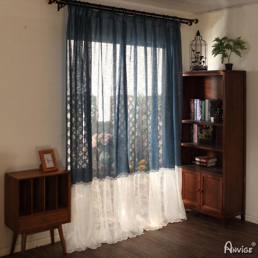 Sheer Curtain ANVIGE Cartoon Princess Blue and White Lace Embroidered,Grommet Window Curtain Sheer Curtains For Living Room,52''Wx63''L,1 Panel roman shades roman blinds curtains window treatment window shade window blind customized roman shades curtain drapes curtains for living room