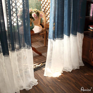 Sheer Curtain ANVIGE Cartoon Princess Blue and White Lace Embroidered,Grommet Window Curtain Sheer Curtains For Living Room,52''Wx63''L,1 Panel roman shades roman blinds curtains window treatment window shade window blind customized roman shades curtain drapes curtains for living room