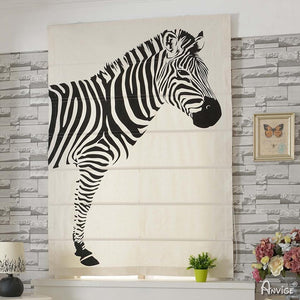 Roman Shade ANVIGE Cartoon Zebra Printed Customized Roman Shades ,Easy Install Washable Curtains ,Customized Window Curtain Drape, 24"W X 64"H roman shades roman blinds curtains window treatment window shade window blind customized roman shades curtain drapes curtains for living room