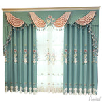 Anvige Home Textile Luxury Curtain ANVIGE Chinese Style Flowers Embroidered Curtain With Valance,Custom Made Blackout Window Drapes For Living Room