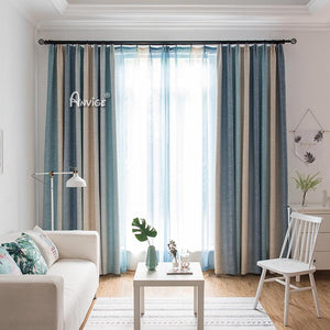 Modern Curtain ANVIGE Cotton Linen Gradient Blue Printed,Grommet Window Curtain Blackout Curtains For Living Room,52''Wx63''L,1 Panel roman shades roman blinds curtains window treatment window shade window blind customized roman shades curtain drapes curtains for living room