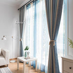 Modern Curtain ANVIGE Cotton Linen Gradient Blue Printed,Grommet Window Curtain Blackout Curtains For Living Room,52''Wx63''L,1 Panel roman shades roman blinds curtains window treatment window shade window blind customized roman shades curtain drapes curtains for living room