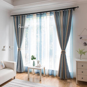 Modern Curtain ANVIGE Cotton Linen Gradient Blue Printed,Grommet Window Curtain Blackout Curtains For Living Room,52''Wx63''L,1 Panel roman shades roman blinds curtains window treatment window shade window blind customized roman shades curtain drapes curtains for living room