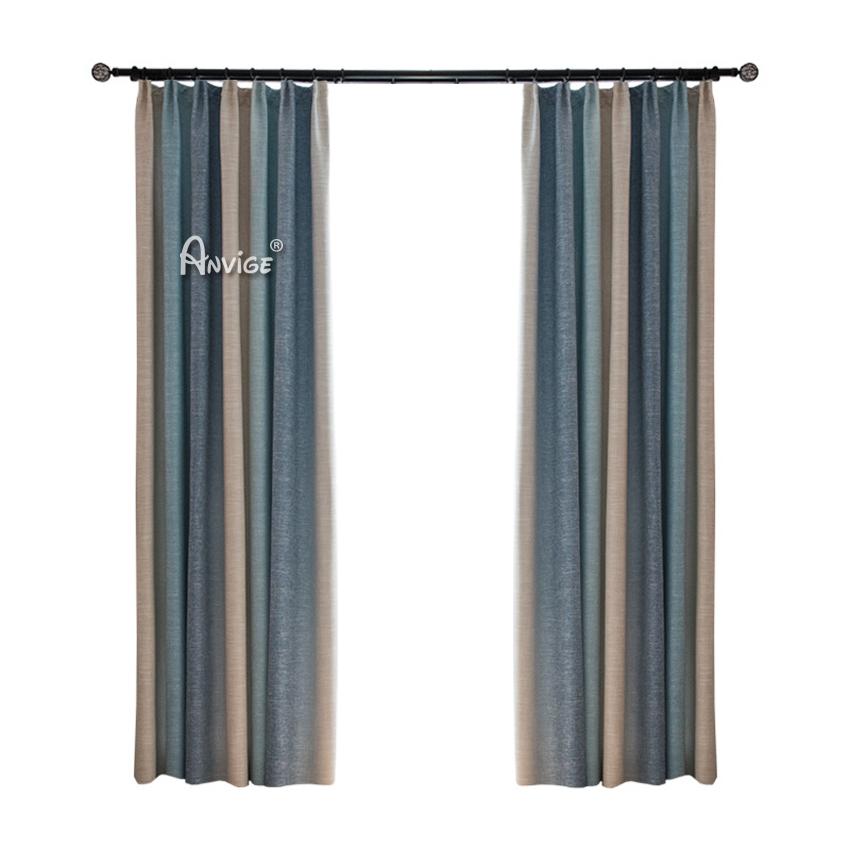 Modern Curtain ANVIGE Cotton Linen Gradient Blue Printed,Grommet Window Curtain Blackout Curtains For Living Room,52''Wx63''L,1 Panel roman shades roman blinds curtains window treatment window shade window blind customized roman shades curtain drapes curtains for living room