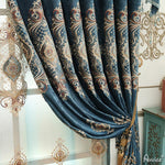 Luxury Curtain ANVIGE European Blue Embroidered Curtains Fashion Valance,Blackout and Sheer Window Curtain With Grommet Top,52''Wx84''L,1 Panel roman shades roman blinds curtains window treatment window shade window blind customized roman shades curtain drapes curtains for living room