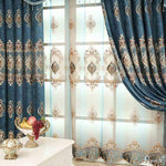 Luxury Curtain ANVIGE European Blue Embroidered Curtains Fashion Valance,Blackout and Sheer Window Curtain With Grommet Top,52''Wx84''L,1 Panel roman shades roman blinds curtains window treatment window shade window blind customized roman shades curtain drapes curtains for living room